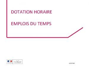 DOTATION HORAIRE EMPLOIS DU TEMPS 19032015 VOLUTION DE