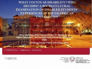 WHAT COUNTS AS DISABILITY WHO DECIDES A SOCIOCULTURAL