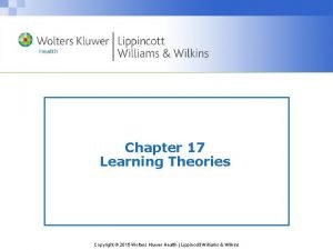 Chapter 17 Learning Theories Copyright 2015 Wolters Kluwer