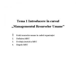 Tema 1 Introducere n cursul Managementul Resurselor Umane