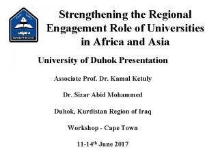 Strengthening the Regional Engagement Role of Universities in