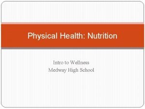 Physical Health Nutrition Intro to Wellness Medway High