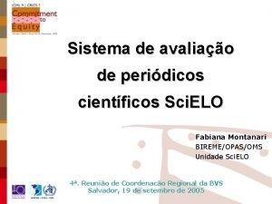 Sistema de avaliao de peridicos cientficos Sci ELO