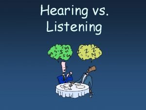 Hearing vs Listening Hearing sense that allows you