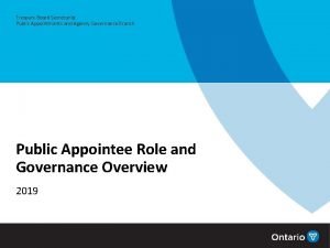 Treasury Board Secretariat Public Appointments and Agency Governance