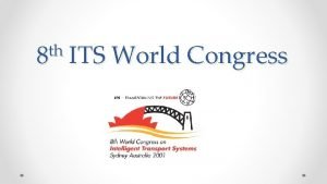 th 8 ITS World Congress 2001 Sydney Australia