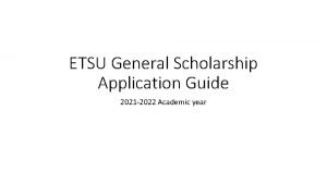 Etsu scholarship