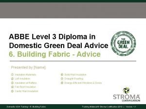 ABBE Level 3 Diploma in Domestic Green Deal