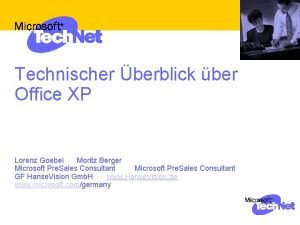 Technischer berblick ber Office XP Lorenz Goebel Moritz