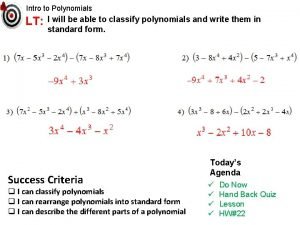 Intro to polynomials Intro to polynomials