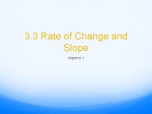 3 3 Rate of Change and Slope Algebra