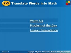 Translate words into math