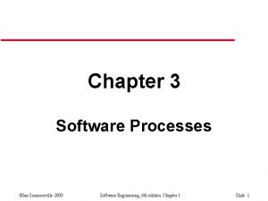 Chapter 3 Software Processes Ian Sommerville 2000 Software