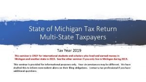 State of Michigan Tax Return MultiState Taxpayers Tax