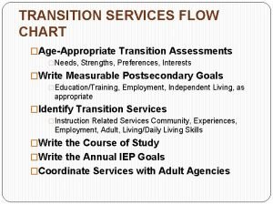 TRANSITION SERVICES FLOW CHART AgeAppropriate Transition Assessments Needs