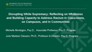 Disrupting White Supremacy Reflecting on Whiteness and Building