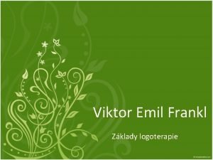 Viktor Emil Frankl Zklady logoterapie IVOT 1905 1997