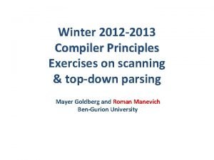 Winter 2012 2013 Compiler Principles Exercises on scanning