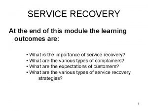 Service recovery refers to
