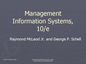 Management Information Systems 10e Raymond Mc Leod Jr