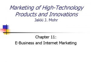 Marketing of HighTechnology Products and Innovations Jakki J