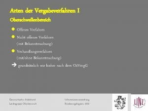 Arten der Vergabeverfahren I Oberschwellenbereich l Offenes Verfahren