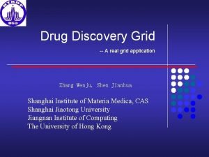 Drug Discovery Grid A real grid application Zhang
