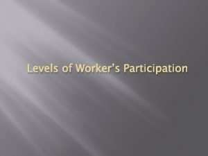 Levels of Workers Participation Levels of Participation 1