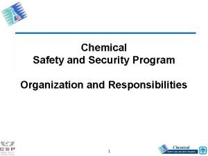 Chemical Safety and Security Program Organization and Responsibilities