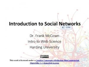Introduction to Social Networks Dr Frank Mc Cown