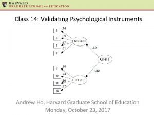 Class 14 Validating Psychological Instruments Andrew Ho Harvard