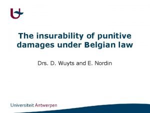 The insurability of punitive damages under Belgian law