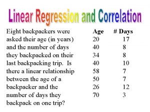 Eight backpackers were asked their age in years