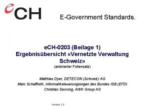 EGovernment Standards e CH0203 Beilage 1 Ergebnisbersicht Vernetzte