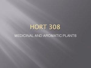 HORT 308 MEDICINAL AND AROMATIC PLANTS TURMERIC B