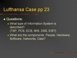 Lufthansa Case pp 23 n Questions n n