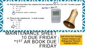 MAINTENANCE SHEET 10 DUE FRIDAY 1 ST AR