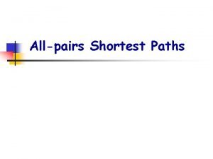 Allpairs Shortest Paths n The structure of a