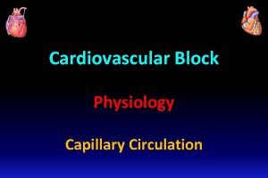 Cardiovascular Block Physiology Capillary Circulation Intended learning outcomes