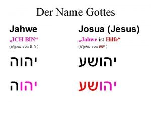 Der Name Gottes Jahwe Josua Jesus ICH BIN
