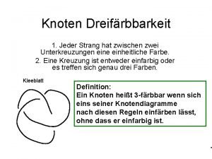 Knoten Dreifrbbarkeit 1 Jeder Strang hat zwischen zwei