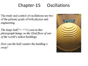 Chapter15 Oscillations The study and control of oscillations