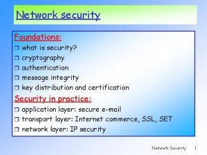 Network security Foundations what is security cryptography authentication