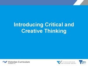 Critical and creative thinking vic curriculum