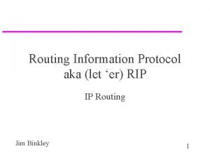 Routing Information Protocol aka let er RIP IP