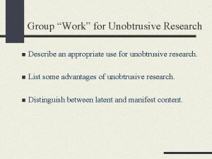 Unobtrusive research definition