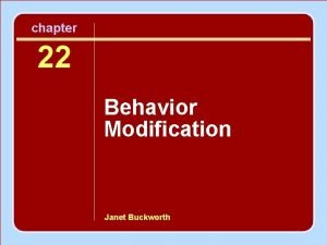 chapter 22 Behavior Modification Janet Buckworth Learning Objectives