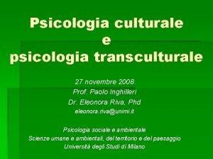 Psicologia culturale inghilleri