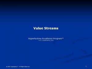 Value Streams Superfactory Excellence Program www superfactory com