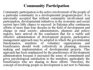 Active community participation definition Active community participation definition